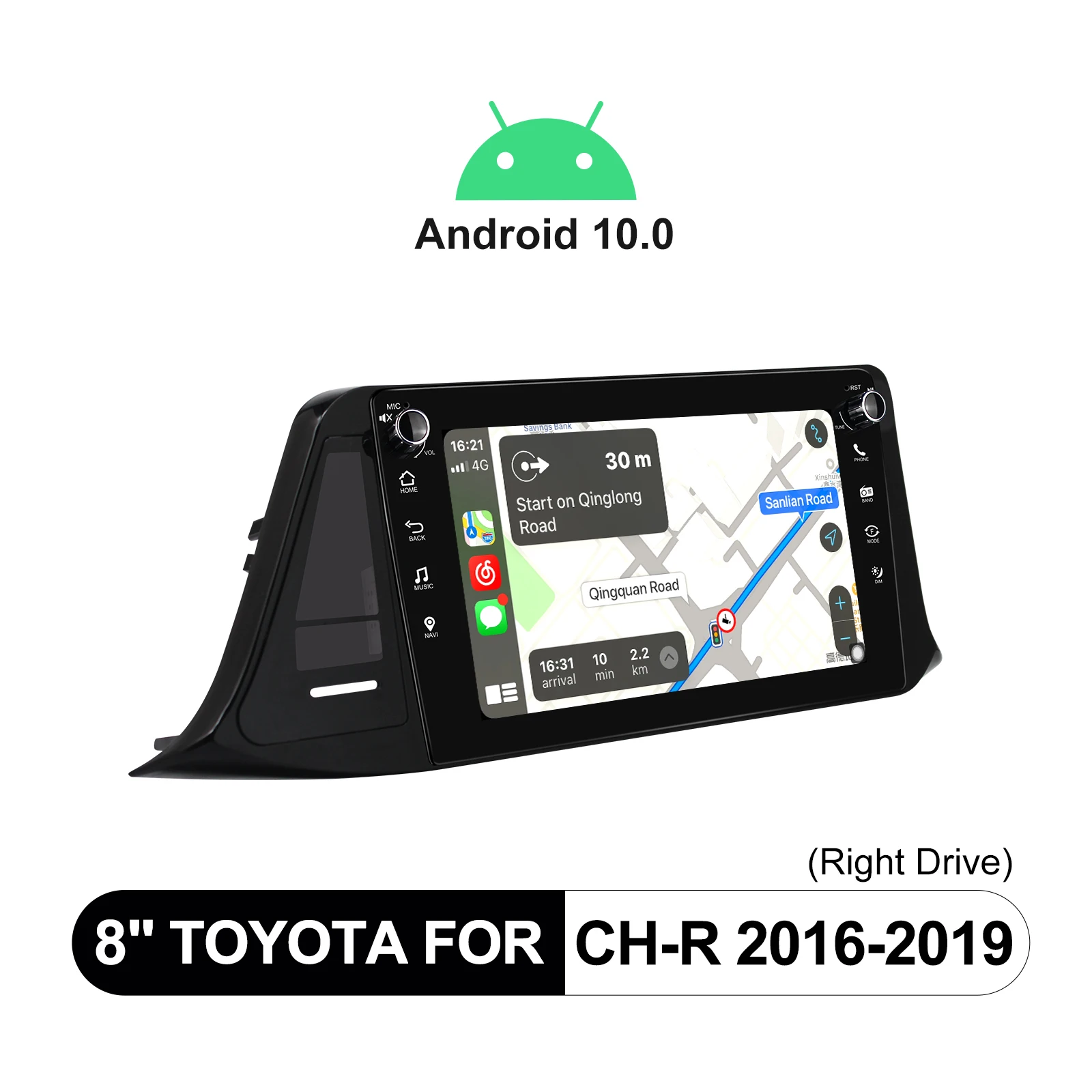 구매 JOYING 안드로이드 10 헤드 유닛 자동차 라디오 스테레오 멀티미디어 도요타 C-HR CH-R CHR 2016 2019 무선 Carplay 스티어링 휠 DVR