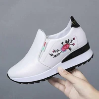 wedge sneakers with flowers casual women shoes platform black white sneakers comfortable shoes trendy sneakers fashion women