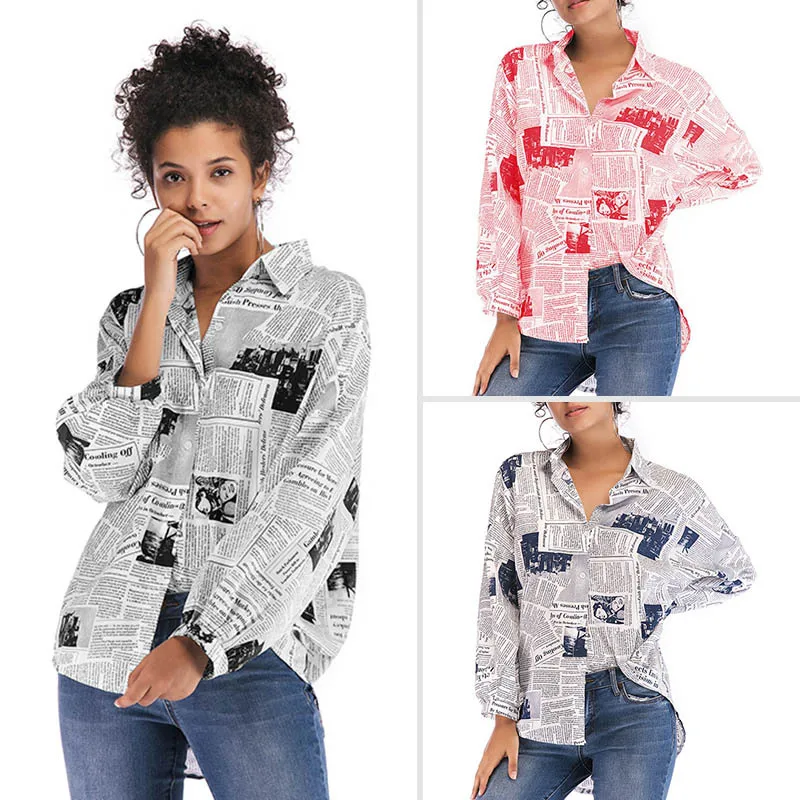 

New European and American 2020 Autumn Women's Printed Large Size Shirt Women's Sweet Long Sleeve Shirt