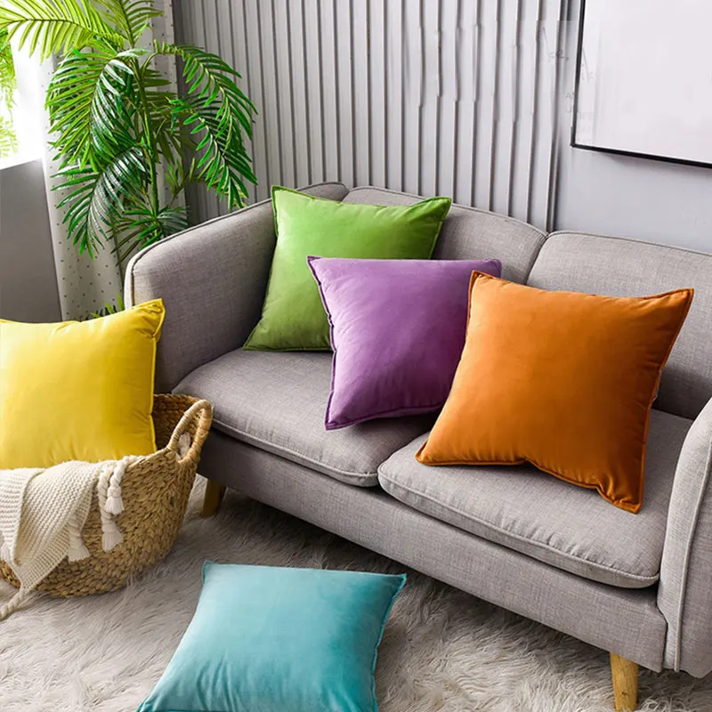 

Square Pillowslip Pillow Case Colorful Cushion Cover Home Hotel Supplies Car Decor Throw Pillows Cover Velvet Soft Pillowcases