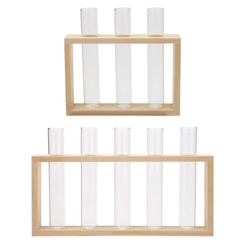 Прозрачный Стекло Ваза деревянная рамка Железный искусства бонсай для