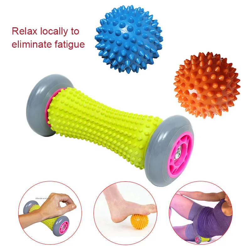 

Hot Foot Roller Massage for Relief Plantar Fasciitis Reflexology Back Leg Muscle Massager + 2 Spiky Ball MVI-ing