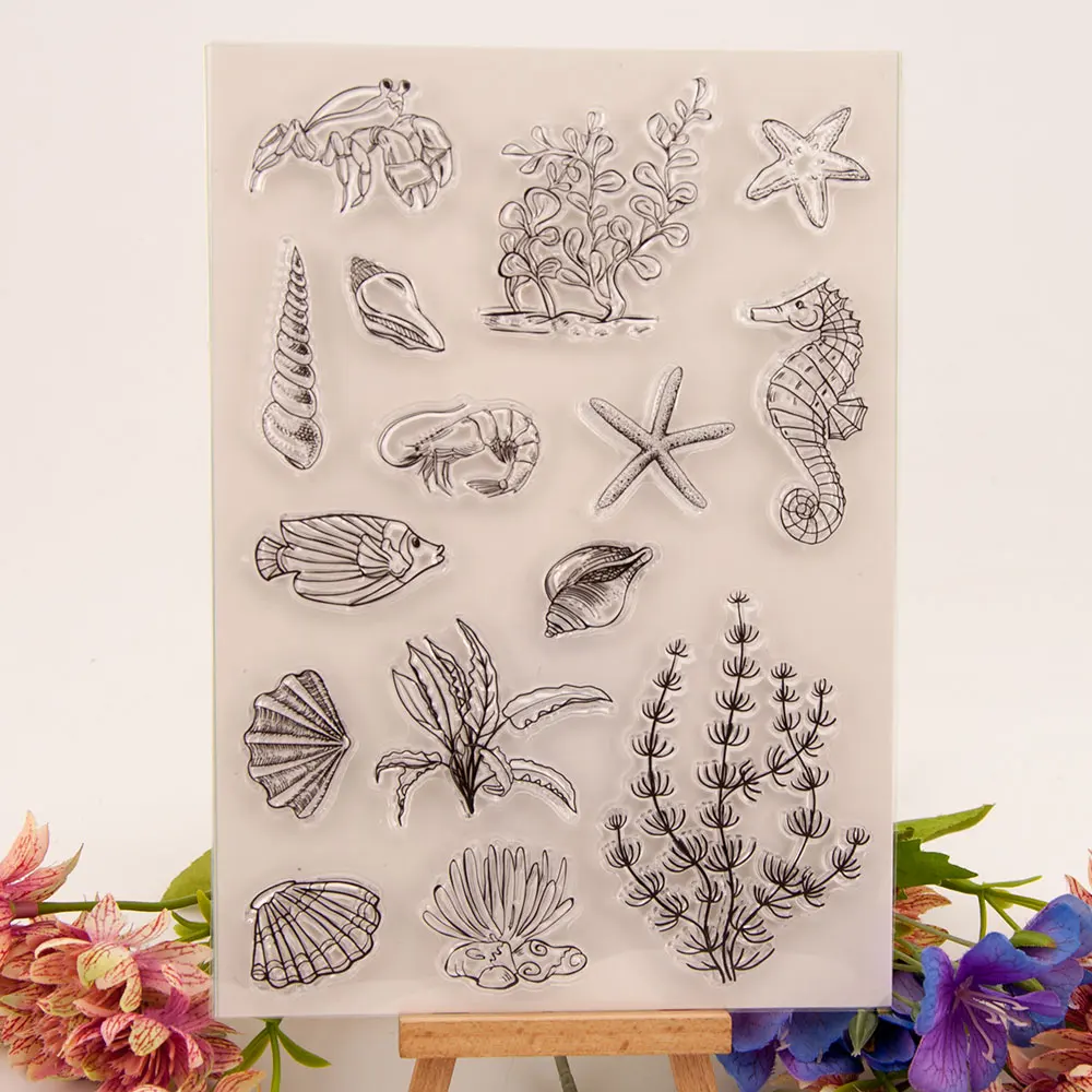 

Marine life Clear Stamps Seal for DIY Scrapbooking Card Seahorse Rubber Stamps Making Album Photo Crafts Decoration New Stamps