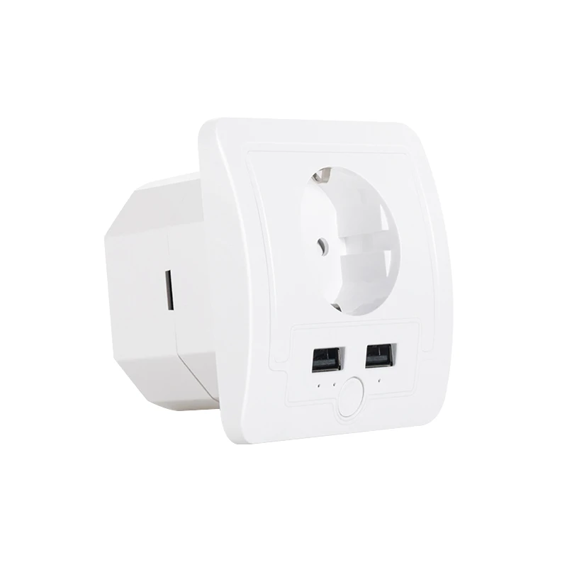 FrankEver настенная умная розетка 16А ЕС Wifi розетка с двумя USB работает с Google Home Alexa IFTTT Tuya Smart life APP - Цвет: 1PC