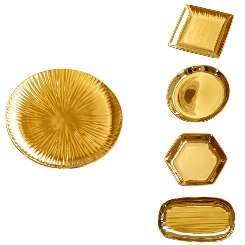 

Golden Ceramic Jewelry Tray Storage Tray Jewelry Storage Tray