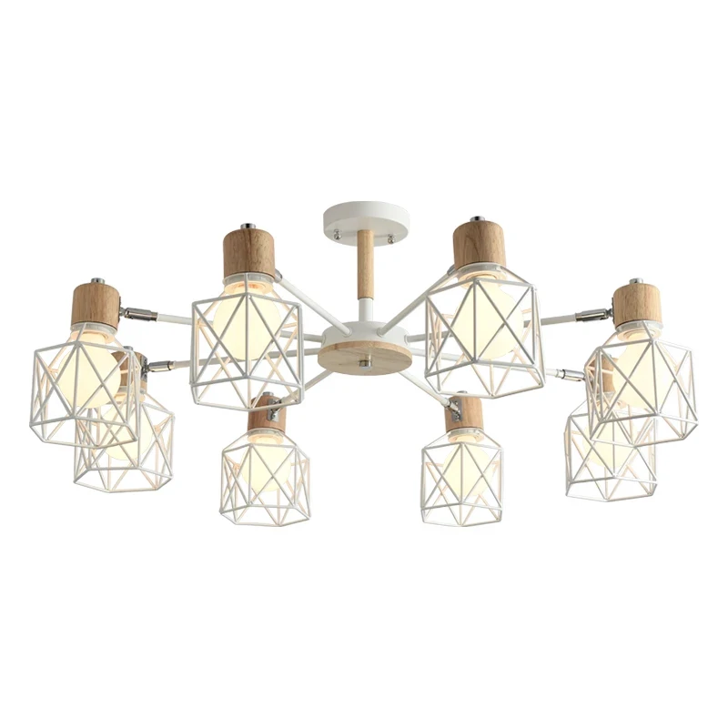 Деревянная люстра BOTIMI Lustre Железный Абажур для гостиной светодиодный светильник