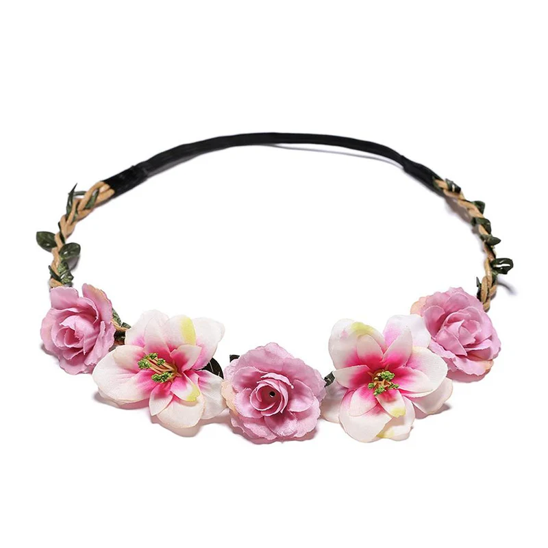 M MISM женская свадебная Цветочная повязка на голову для девочек Boho головной убор с цветами детские повязки на голову аксессуары для волос свадебный веночек пляжная гирлянда