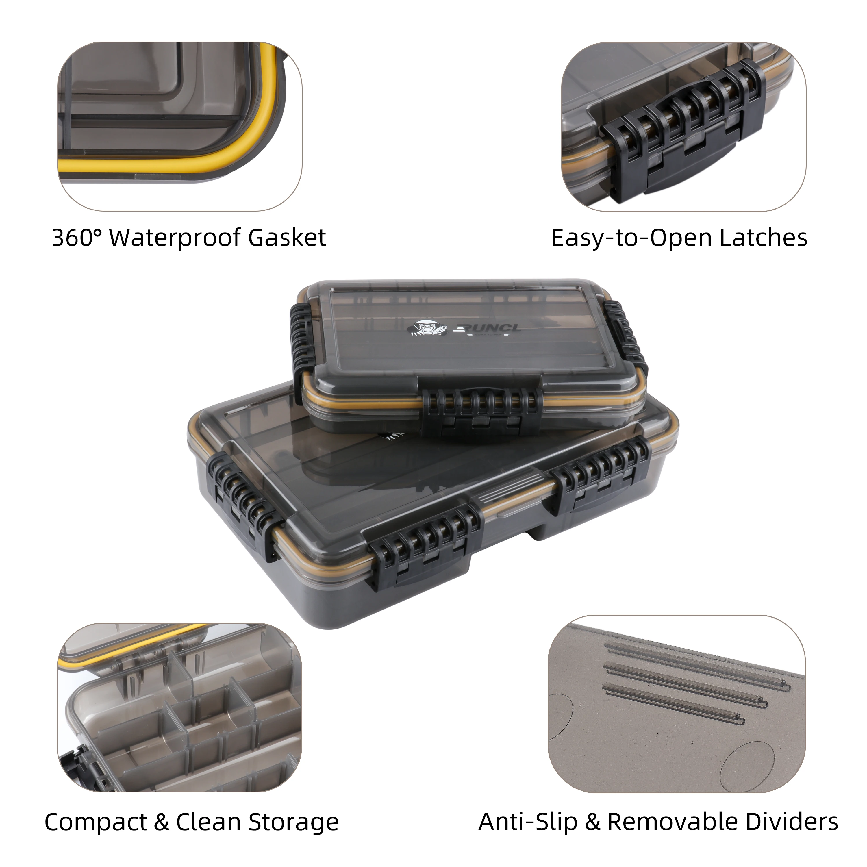 RUNCL  Waterproof Seal Fishing Box Fishing Accessories lure Hook Boxes storage Double Sided High Strength Fishing Tackle Box