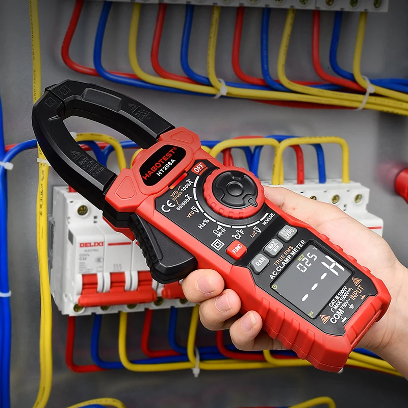 Professional Digital Clamp Meter Multimeter HABOTEST 1000V 1000A Amp Pinza Amperometric °C °F VFD Inrush Current Tester HT208A |