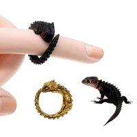 fashion tribolonotus gracilis ring animal sculptural jewelry lizard ring retro personality metal jewelry cosplay props