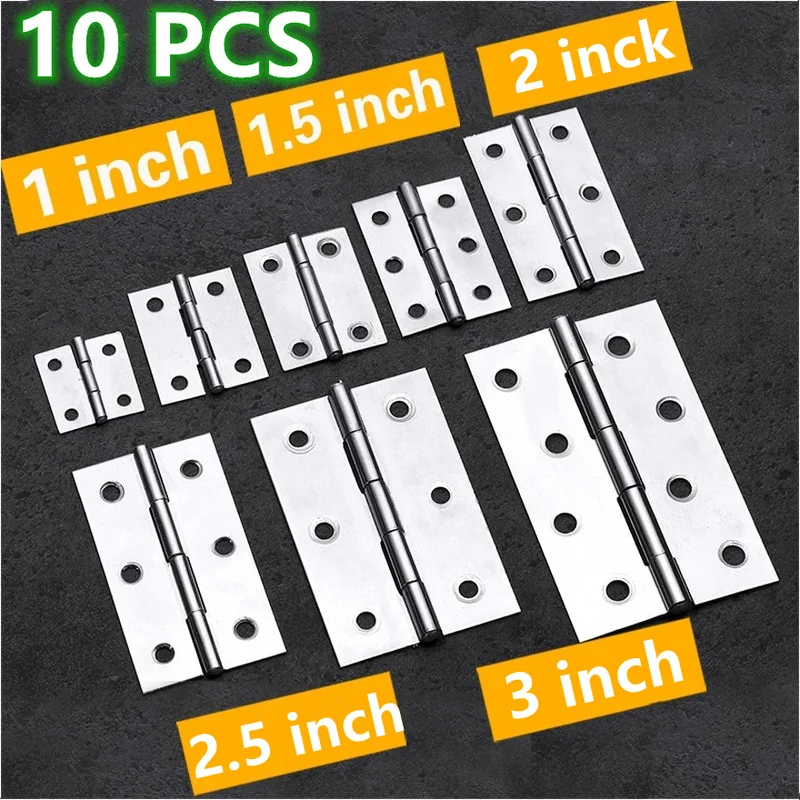 

10 Pcs 1/1.5/2/2.5/3 Inch Door Connector Accessories Durable Furniture Home Stainless Steel Hinge Window Cabinet Jewelry Box