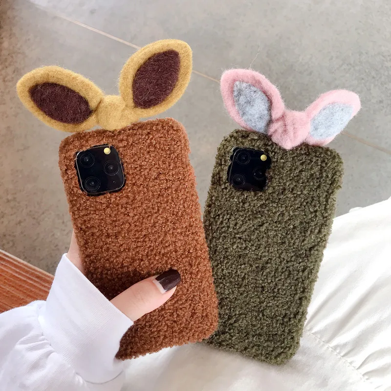 Милый плюшевый чехол для телефона с рисунком iphone 7 8 plus X Xs Max XR 11 pro max Модный зимний