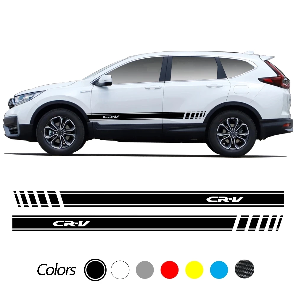 

Fashion Vinyl Car Van Stickers Side Stripe Skirt Door Long Decals Vehicle Body Graphic Wraps For Honda CR-V 2 Sides CRV 2Pcs