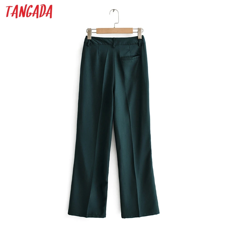 Tangada, Модный женский однотонный костюм, брюки, брюки, карманы, пуговицы,, для офиса, леди, длина по щиколотку, брюки, QJ144