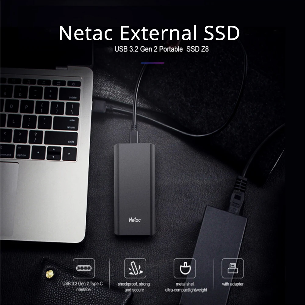 Портативный SSD-накопитель Netac внешний жесткий диск 1 ТБ 512 ГБ USB Gen2x2 Type-C SSD HDD для