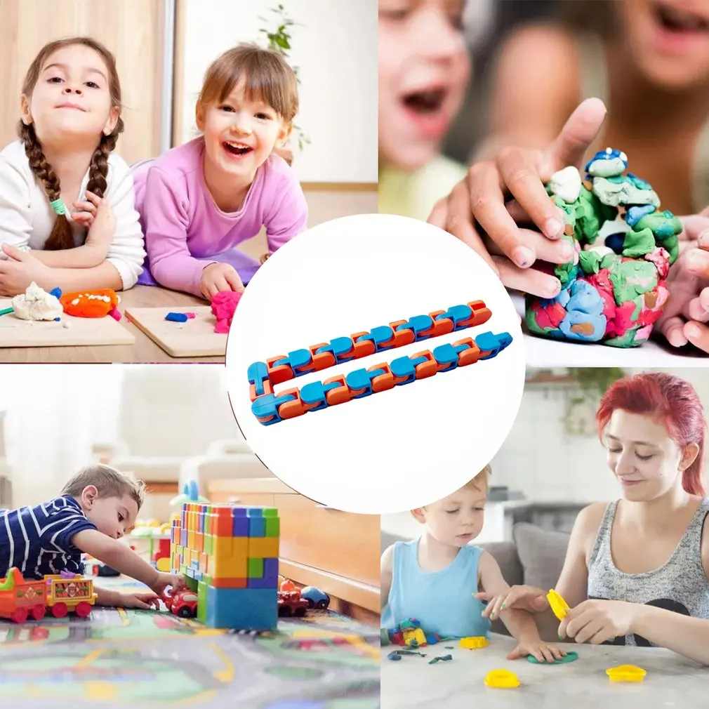

1pc Fidget Toys Colorful Puzzle Sensory Stress Relief Rotate And Shape 24 Bit Decompression Wack Tracks Chain Squeeze Toys Funny