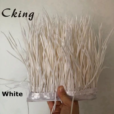 white Cking 10 ярдов Красный цвет натуральное гусиное перо планки 15-20 см 6-8 дюймов ширина перо для рукоделия кружевные ремни - Цвет: white