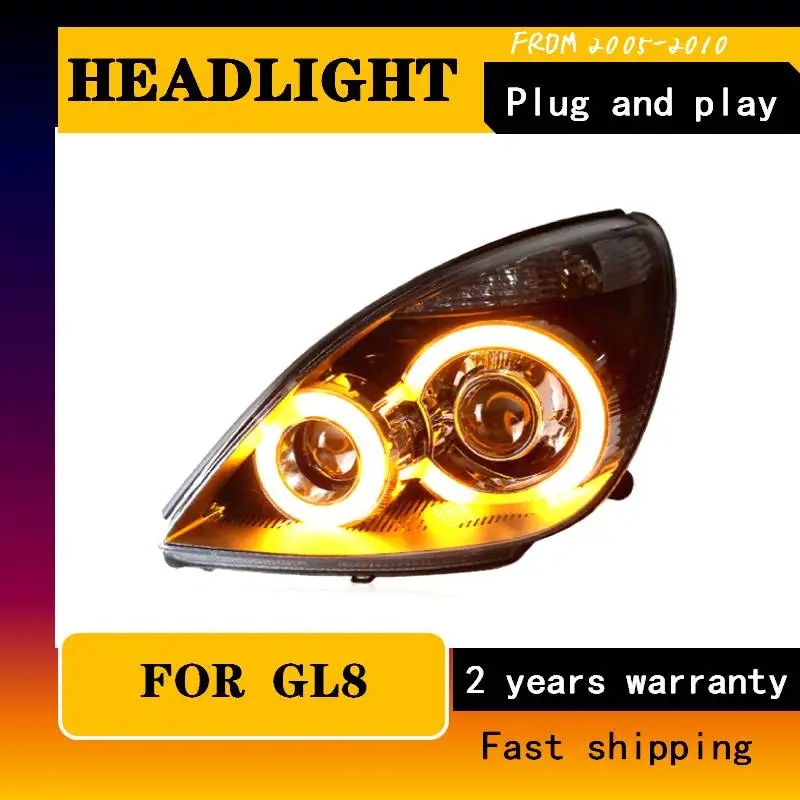 

1Set Car Suitable For Buick GL8 Head Lamp 2005-2010 Year Headlights Assembly LED Daytime Light DRL Lens Double Beam Bi-Xenon HID