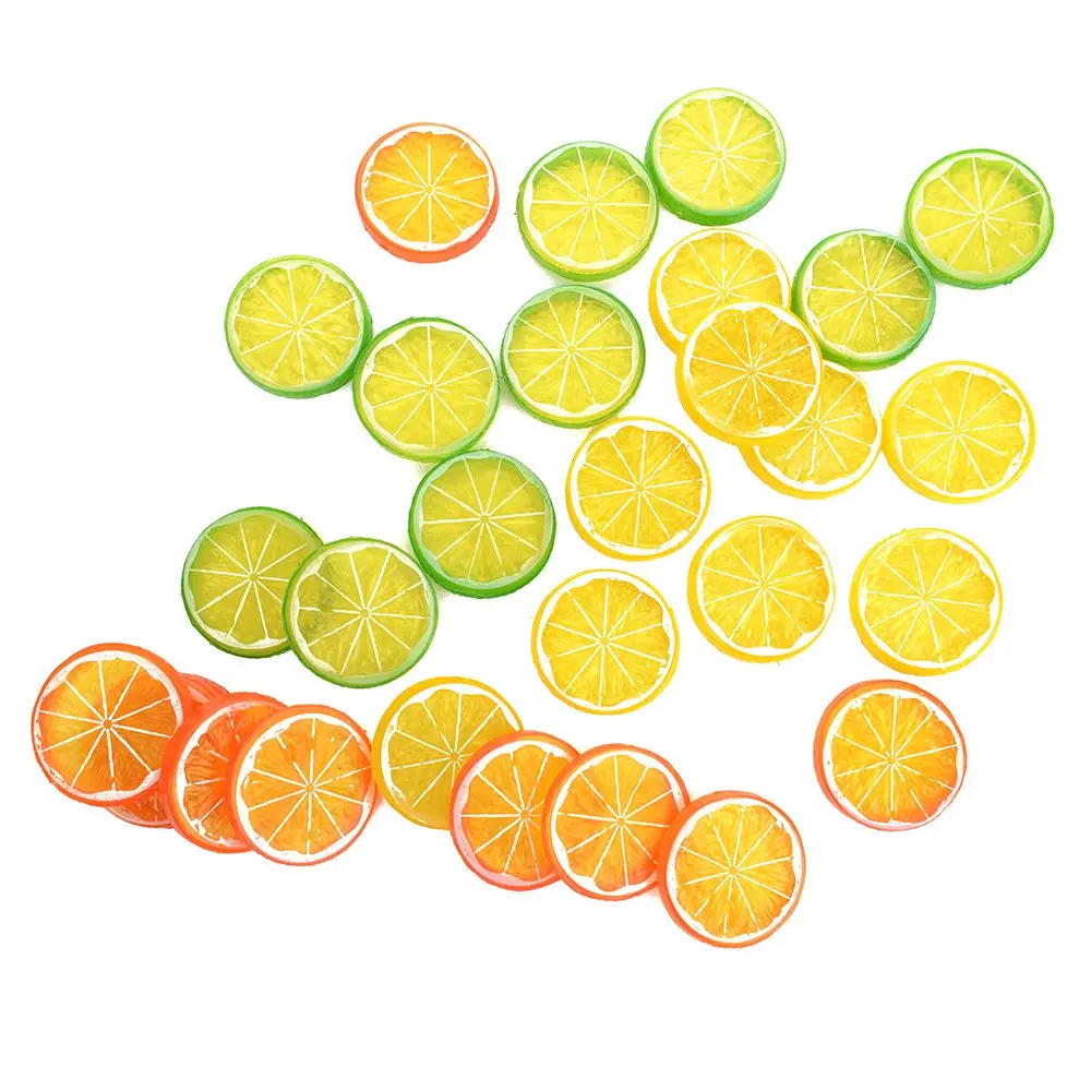 

10pcs Artificial Plastic Lemon Slices Lifelike Decorative Fake Fruit New