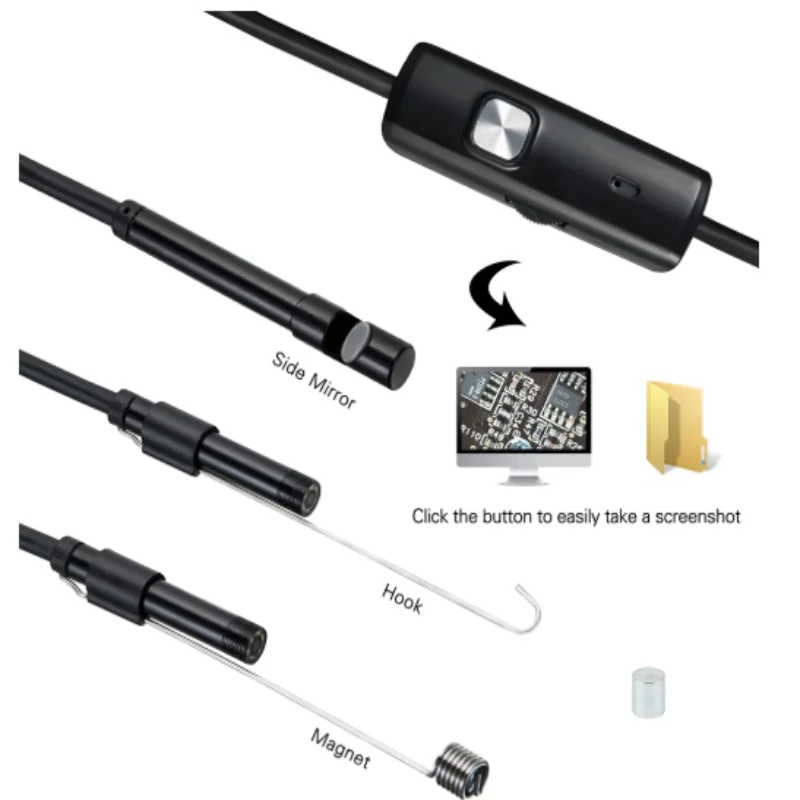 1200P Endoscope Full HD 8mm Usb Type c Borescope Android Phone Pc 10m Car Endoscopy 3 in 1 Video Flexible Inspection Mini Camera