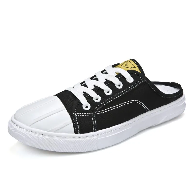 Мужские холщовые тапочки без шнуровки Летние лоферы Дышащая мужская пляжная