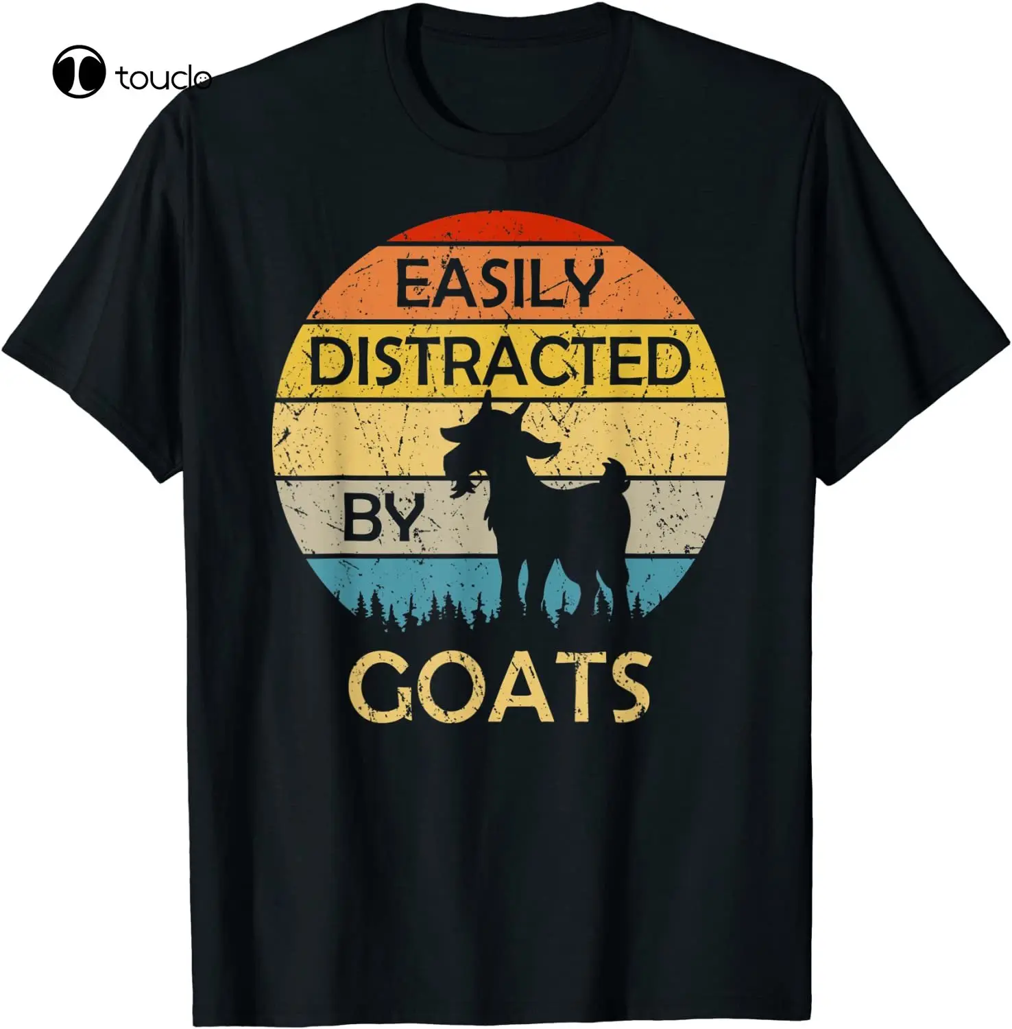 

Easily Distracted By Goats Retro Vintage Funny Goat Lover T-Shirt shirt stays for men