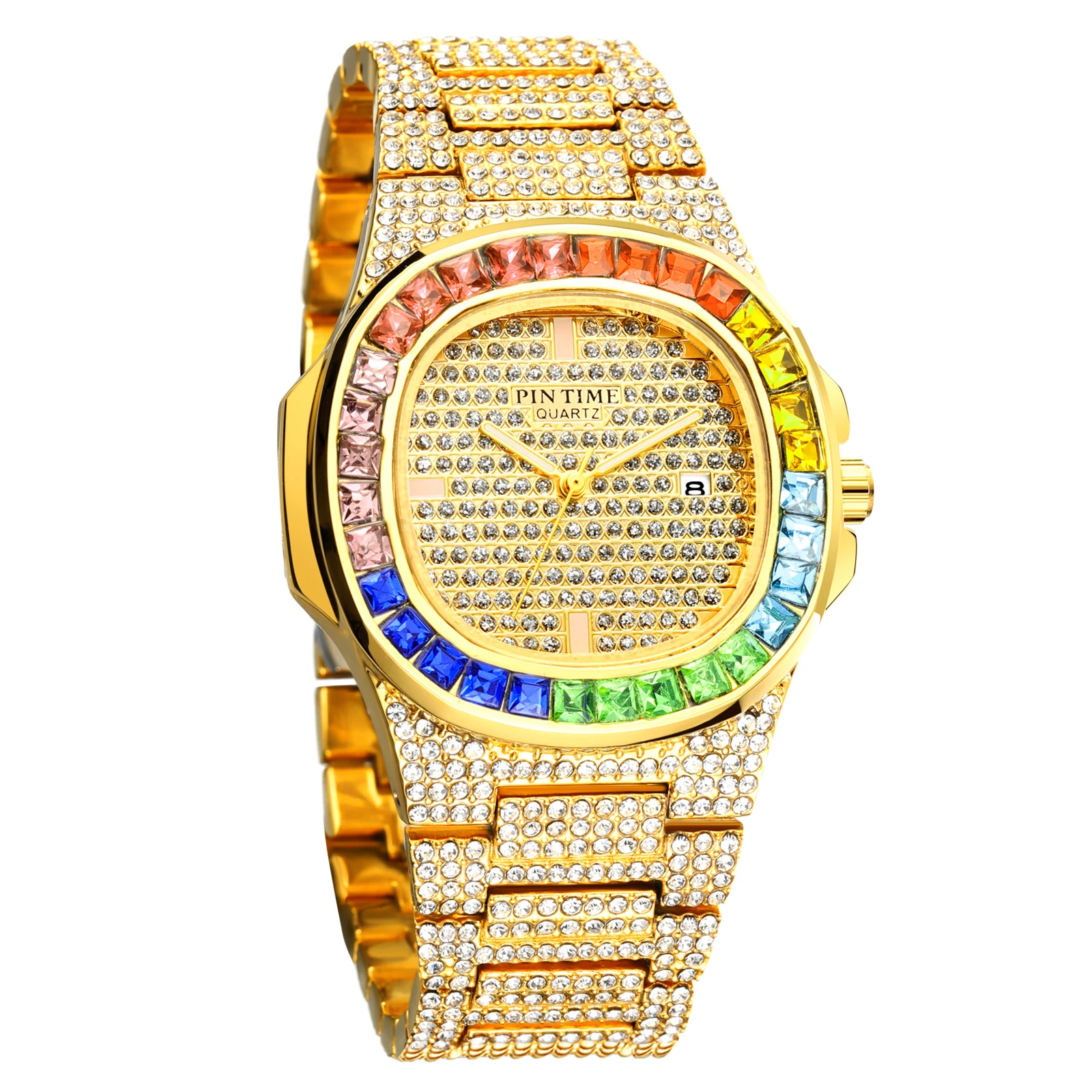 

PINTIME Brand Luxury Diamond Watch Women Quartz Gold Ladies Watch Steel Crystal Women Wrist Watch Relogio Feminino Montre Homme