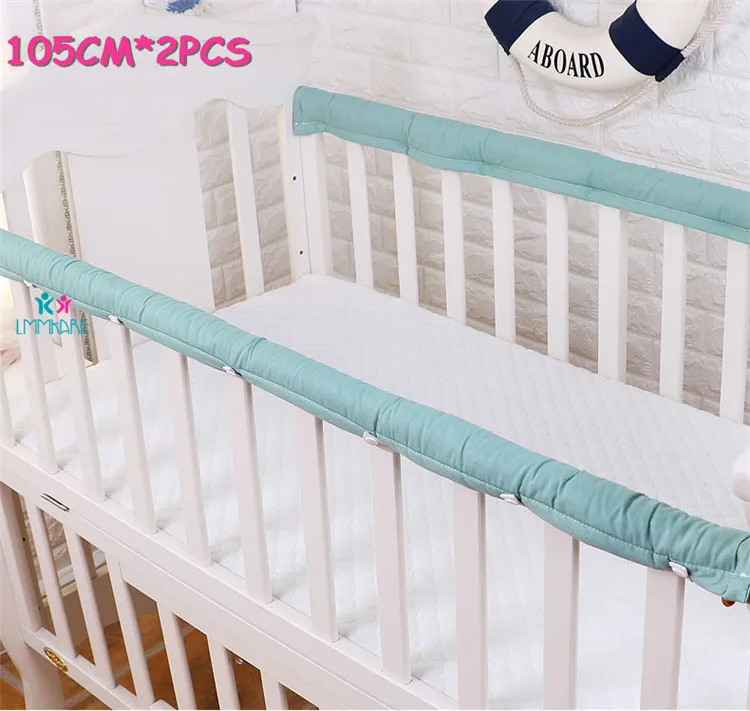 green 105cm Хлопковый плотный бампер для детской кроватки, защитные полосы для кроватки новорожденных, защитные накладки для новорожденных, защитные накладки на рельсы, 2 шт - Цвет: green 105cm