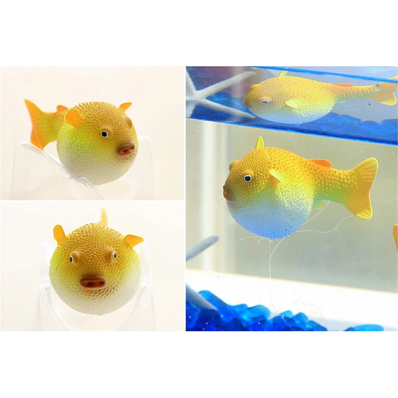 1Pcs Aquarium Fish Tank Puffer Artificial Decor Glowing Effect Man-made Cute | Дом и сад