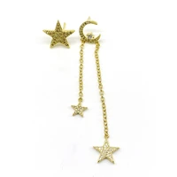 5pairslot 2020 cubic zircon moon star tassel chain drop earrings jewelry women