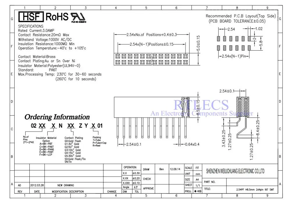 2 шт. SMT PCB гнездовой разъем 54 мм 0 100 &quotшаг 2x10 Pin 20 положение двойной ряд правый угол