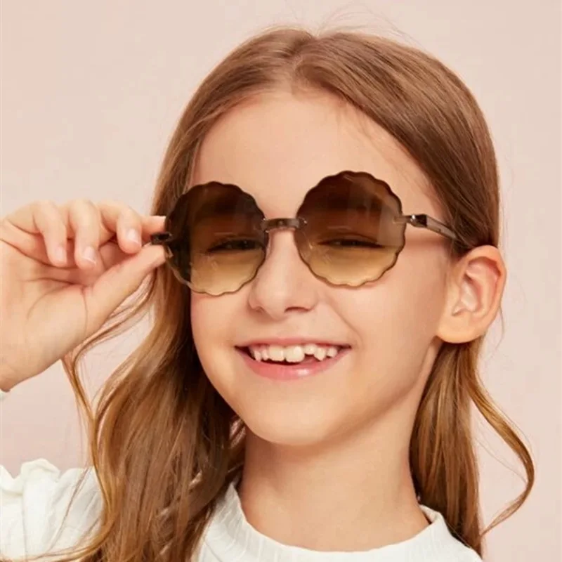 

Fashion Kids Rimless Sunglasses Round Flower Frame Girls Sun Glasses Glasses Children Outdoor Goggles Cute Style Party Eyewear