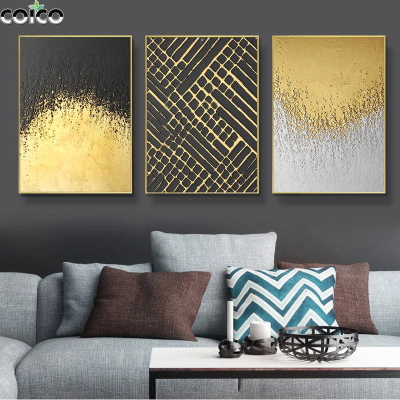 

Black Gold Abstract Bronze Canvas Print Painting with Frame Texture Wall Art Home Decor Posters Luxury Room Decorative Picture