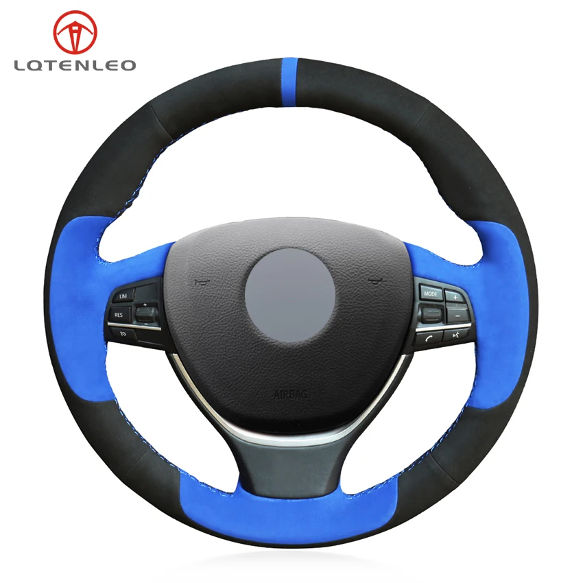 

LQTENLEO DIY чехол рулевого колеса автомобиля синий черный замша для BMW 5 серии 520i 528i F10 F11 F07 2009-2017 M5 F10 2011-2013
