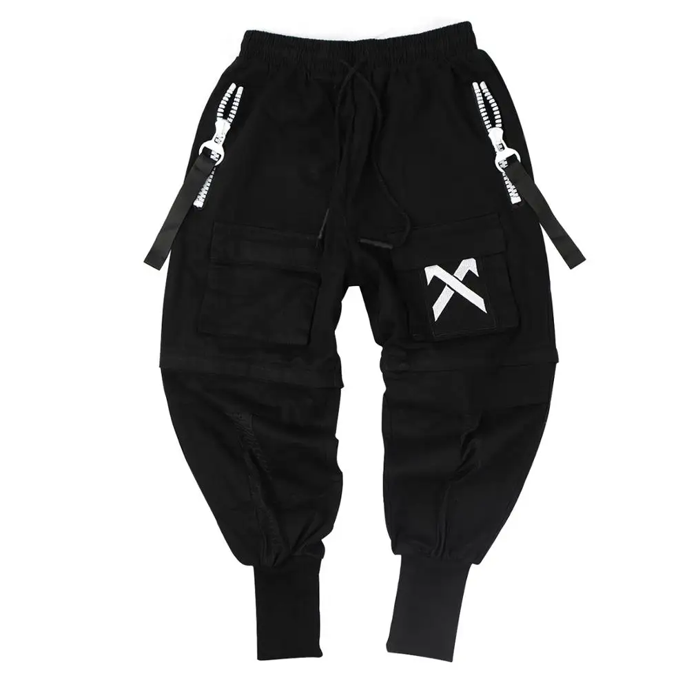 2021 Techwear Pants Men Detachable Multi-Pocket Cargo Trousers Harajuku Hip Hop Streetwear Joggers Man Elastic Waist Sweatpants
