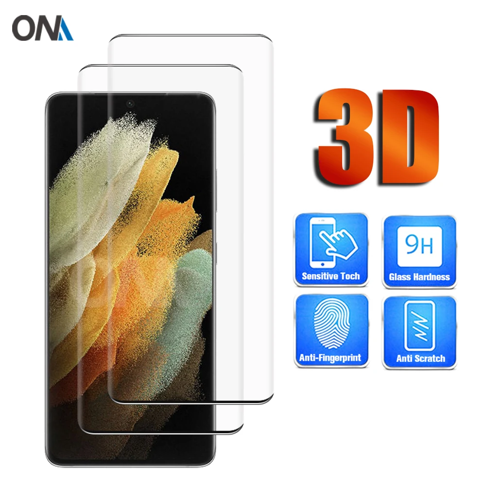 Изогнутое закаленное стекло 3D для Samsung Galaxy S21 Plus / Ultra S20 5G полноэкранная защитная