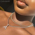 Caraquet 26 букв, оригинальная Яркая Цветная цепь для тенниса, женское яркое ожерелье с кристаллами и алфавитом, ювелирные изделия