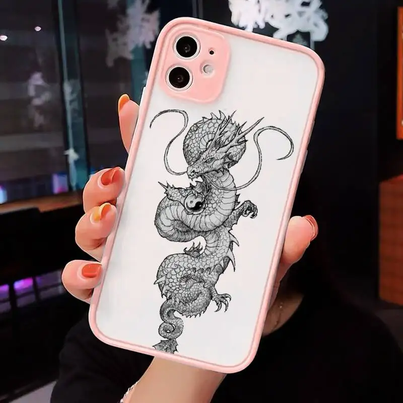 

Fashion Dragon Animal Pattern Phone Case Matte Transparent For iPhone 12 Mini 11 Pro XR XS Max 7 8 Plus