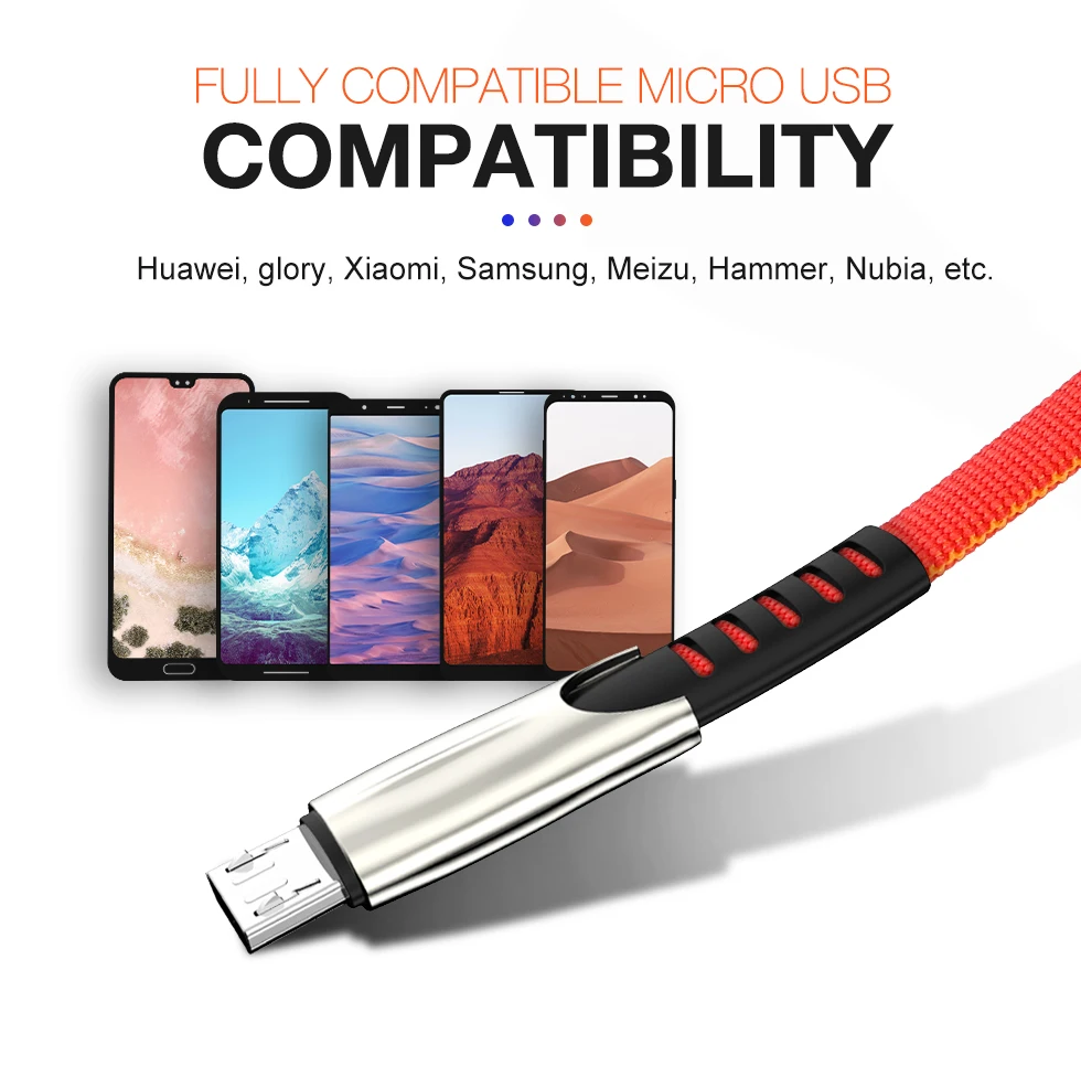 Micro USB кабель 3A Быстрый кабель синхронизации данных и зарядки для samsung huawei Xiaomi Redmi 4 Andriod Microusb шнур для мобильного телефона длиной 2 м 3 м
