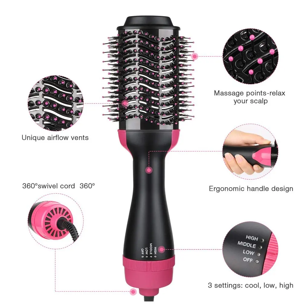 

New 3 in 1 Multifunctional Hair Dryer Volumizer Rotating Hot Hair Brush Curler Roller Rotate Styler Comb Styling Curling Iron