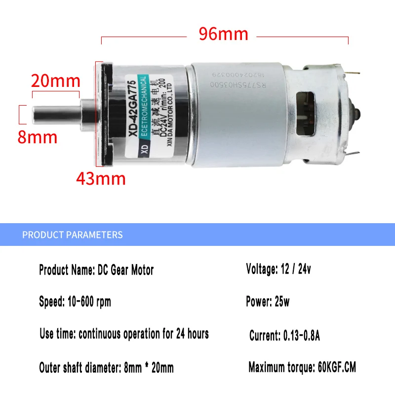775 DC geared motor with bracket 12V/24V high power torque slow speed reverse rotation control small | Обустройство дома