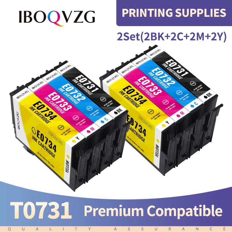 

IBOQVZG 4PCS T0731-T0734 compatible ink cartridge For EPSON Stylus C79/C90/C92/C110/CX3900/CX4900/CX4905/CX5600 printer full ink