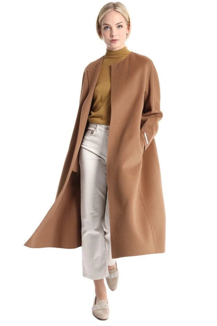 

Женское кашемировое пальто, шерстяное пальто с круглым вырезом и поясом, для осени и зимы, fymr56