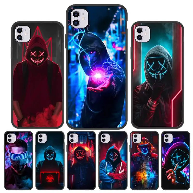 

Bright Black Cover Cool Man Antigas mask Phone Case For Iphone 5 SE 2020 6 6s 7 8 plus X Xr XS 11 12 Mini Pro Max Fundas Cover