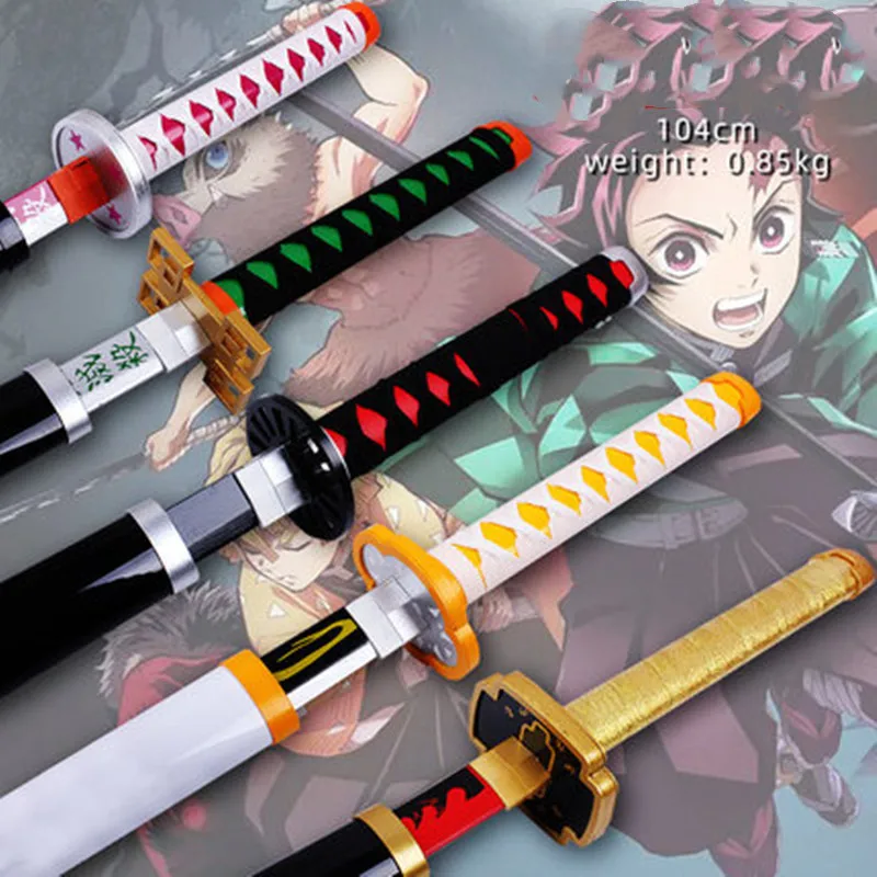 

104Cm Japanese Anime Katana Real Model Demond Slayer Cosplay Nezuko Katana Blade Model with Sheath Home Decoration Accessories