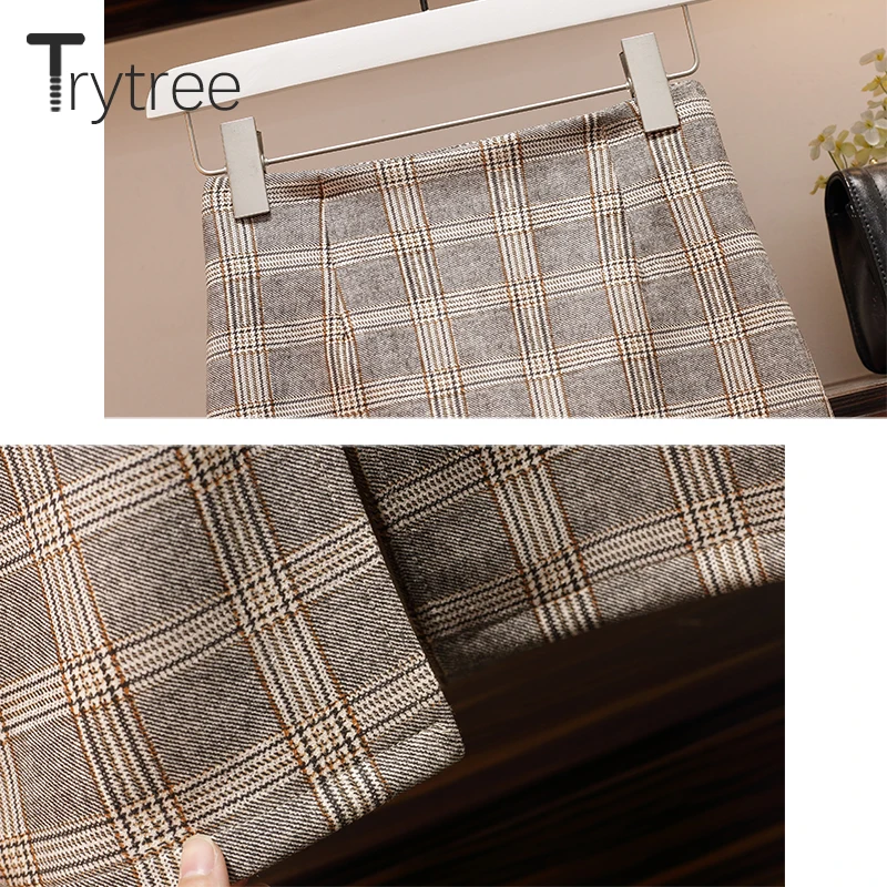 Trytree/2019 Осенний женский костюм из двух предметов повседневный Вязаный топ с