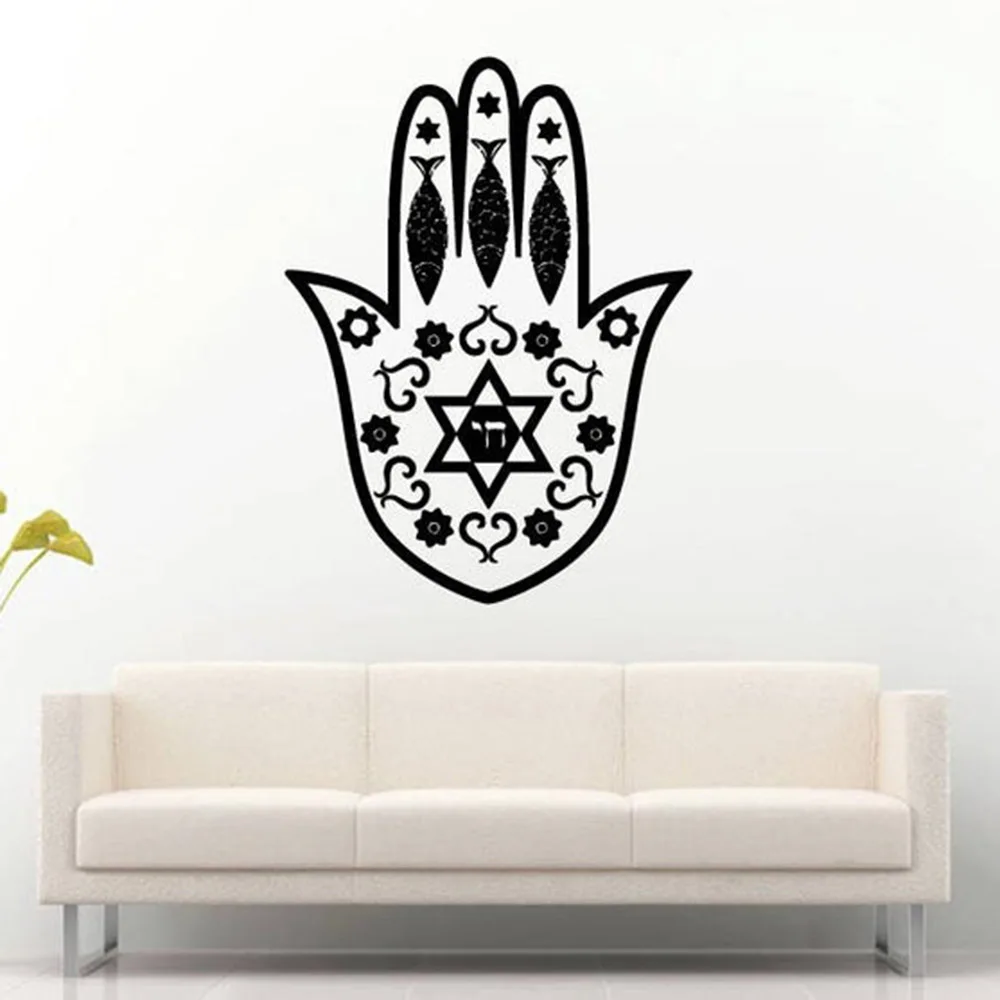 

Hamsa Hand Amulet Jewish Religion Arabic Mandala Meditation Wall Sticker Decal Vinyl Mural Art Wall Stickers For Bedroom C157