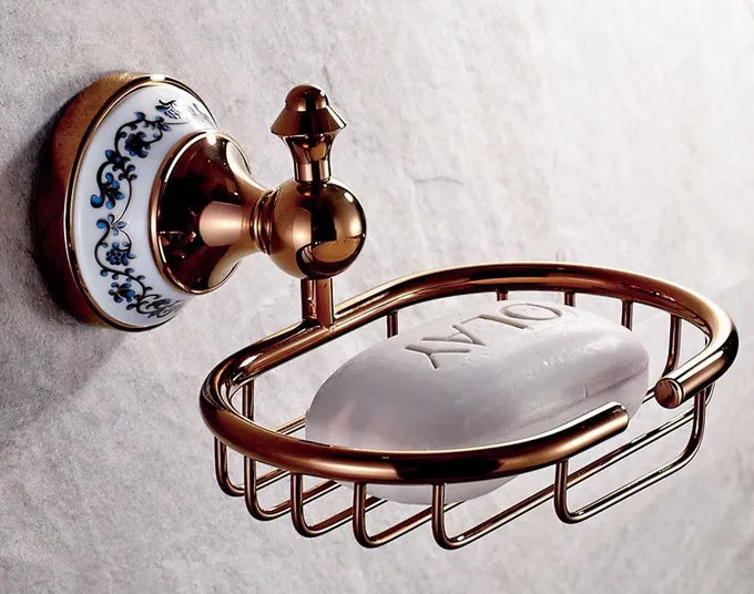 rose red gold color brass ceramic bathroom accessories set bath hardware towel bar soap dish toilet paper holder robe hook mm012 free global shipping