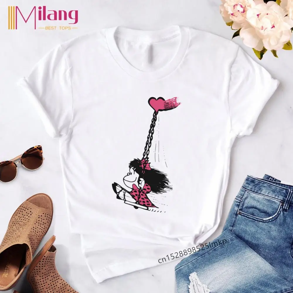 Футболка женская мультяшная с коротким рукавом в стиле Харадзюку