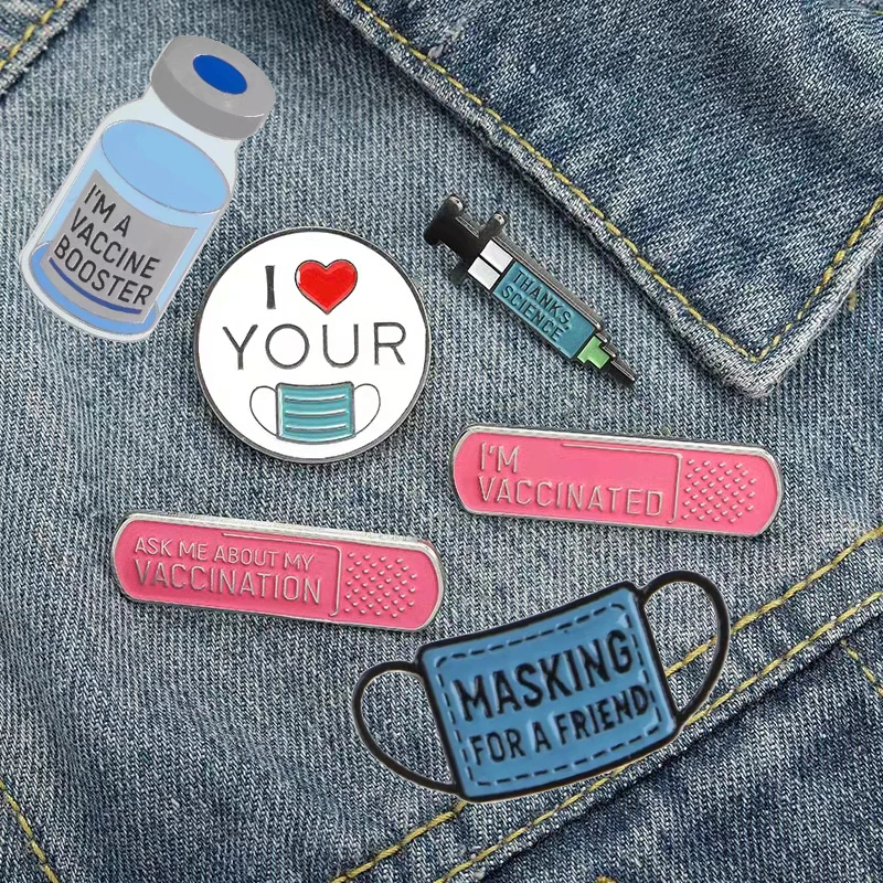 

1PCS International Medical Series Brooch Pins I'M VACCINATED Enamel Pins Brooches for Uniformlapel Pin Enamel Pin Jewelry Gifts